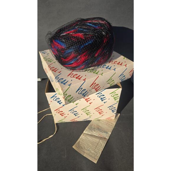 Unknown Accessories - Vintage Hess's Hat Pillbox Fitted Womens Black Red Blue Feather Veil Net 50s